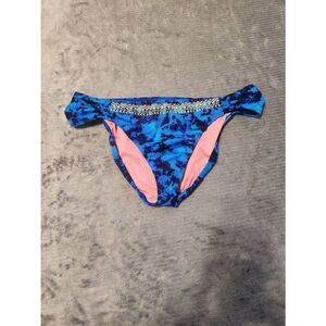 Victoria's Secret Pink Swim M Scoop Bikini Bottom Blue Tie Dye